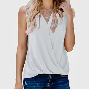 NWT White Chiffon loose fitting blouse